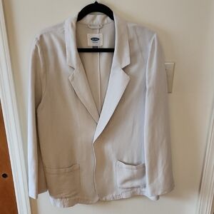 Old Navy Women's Cream Linen Blend Lightweight Blazer Jacket Size Large